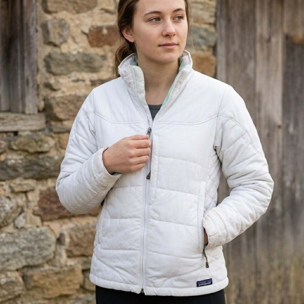 Patagonia Womens Quilted Insulated Jacket Small White Detachable Hood Gorpcore